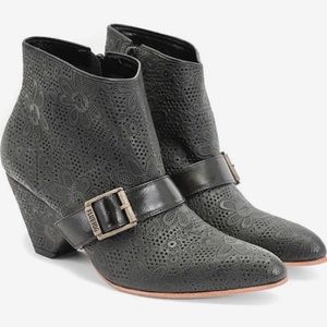 Fluevog "Purpose Determination" Floral Ankle Boot